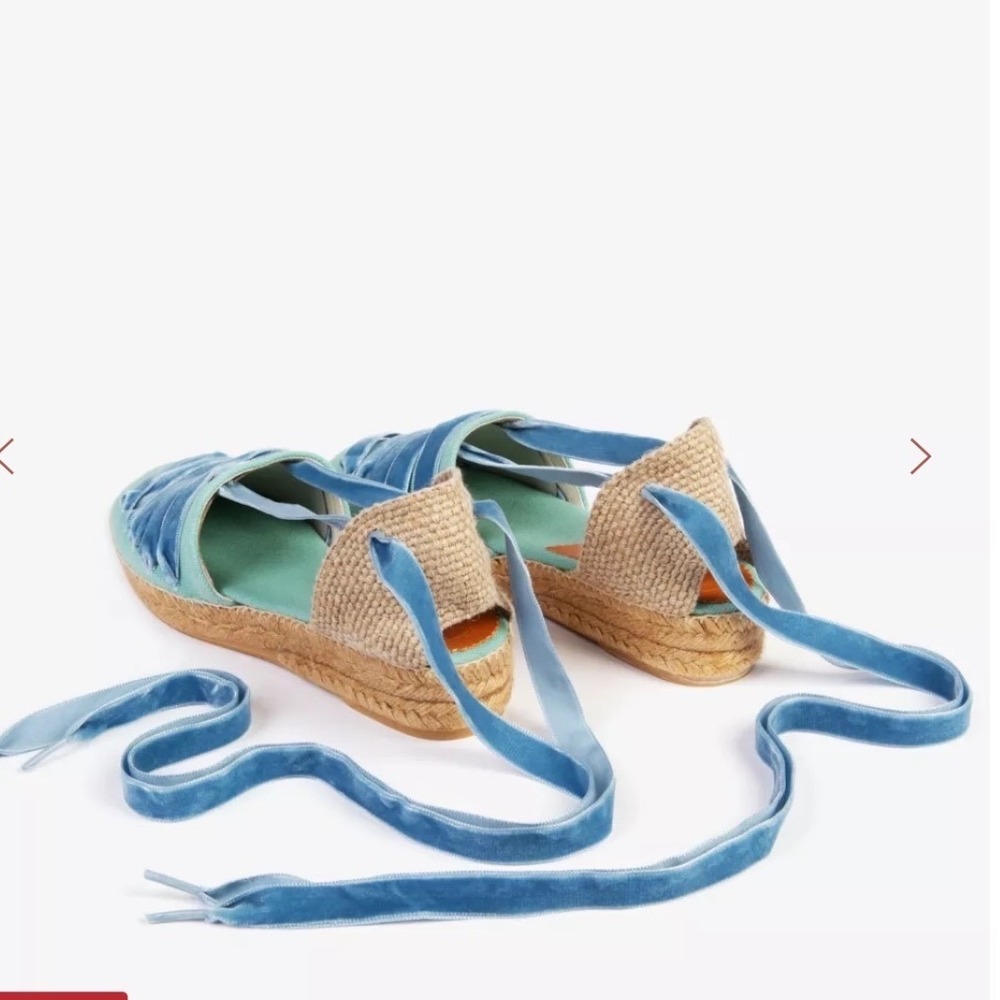 Penelope Chilvers Low Valenciana Dali‎ Espadrilles Sky/Blue Velvet Anthropologie - Picture 4 of 13